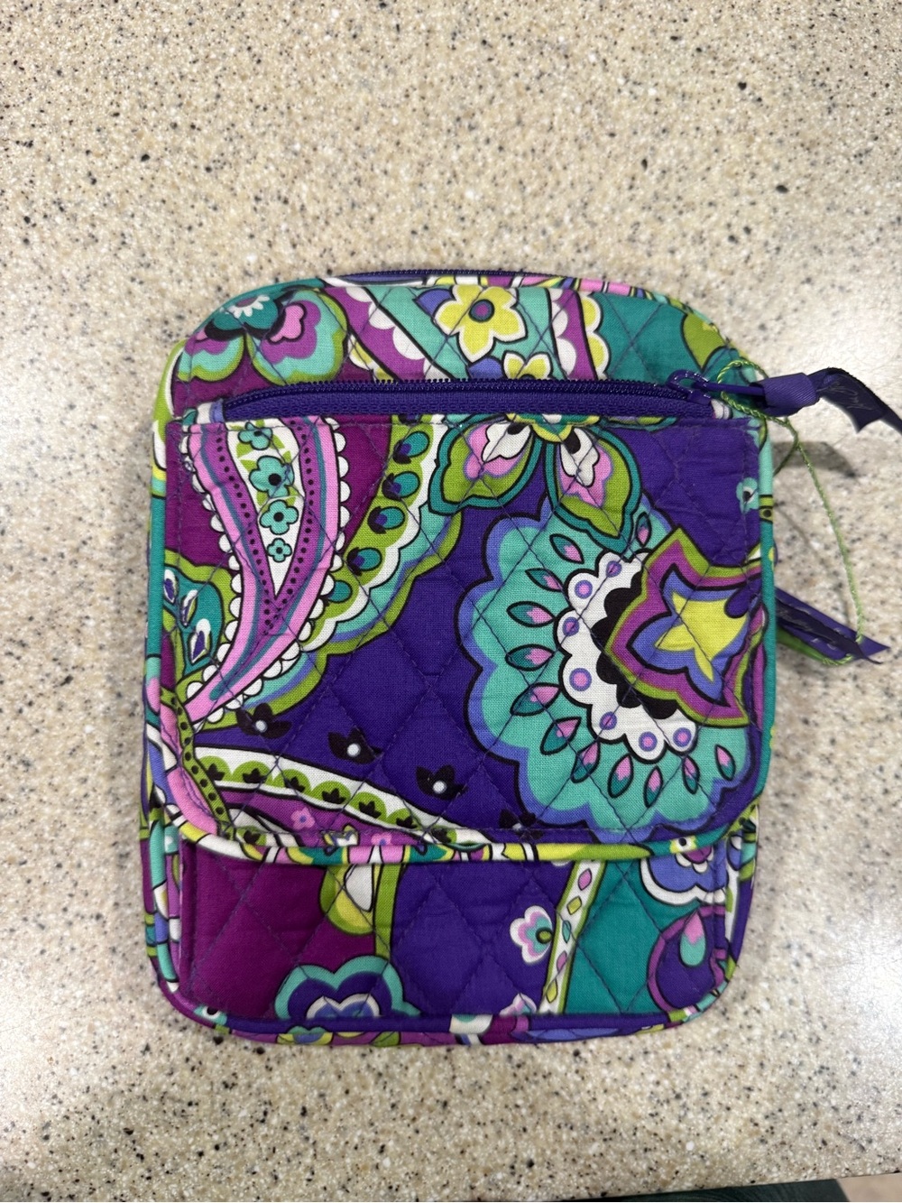 Vera Bradley Quilted Paisley Cosmetic Pouch in Purple, Teal & Green